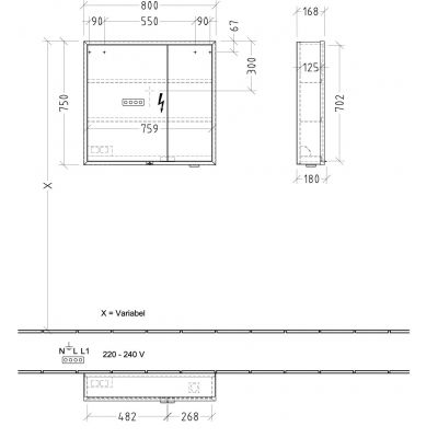 Villeroy & Boch My View+ szafka 80x16,8x75 cm z lustrem Oak Kansas A48180RH