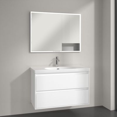 Villeroy & Boch My View+ szafka 100x16,8x75 cm z lustrem Brilliant White A48210VE