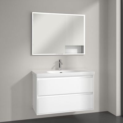 Villeroy & Boch My View+ szafka 100x16,8x75 cm z lustrem Brilliant White A48210VE
