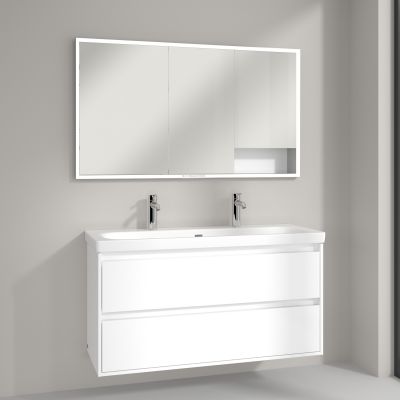 Villeroy & Boch My View+ szafka 130x16,8x75 cm z lustrem do zabudowy Brilliant White A48213VE