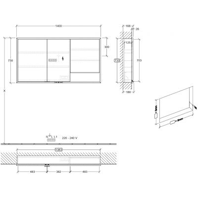 Villeroy & Boch My View+ szafka 140x16,8x75 cm z lustrem do zabudowy Volcano Black A48214VL