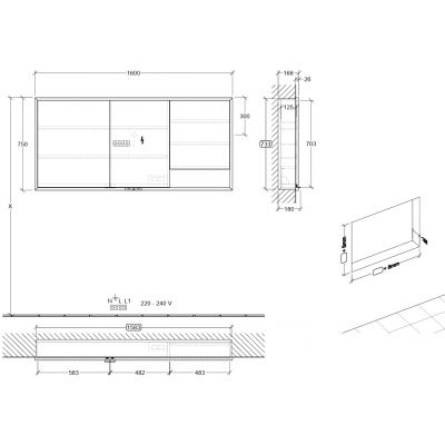 Villeroy & Boch My View+ szafka 160x16,8x75 cm z lustrem do zabudowy Pure White A48216VF