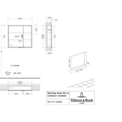 Villeroy & Boch My View+ szafka 80x16,8x75 cm z lustrem A4828000