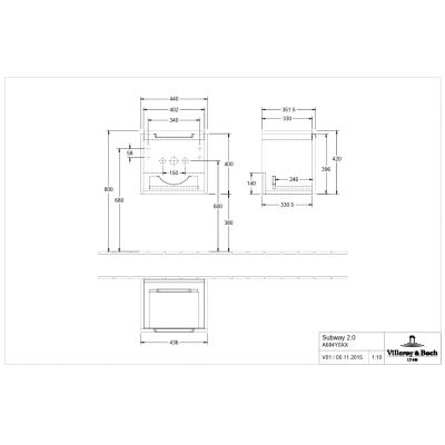 Villeroy & Boch Subway 2.0 szafka 44x35,2x42 cm podumywalkowa wisząca Cashmere Grey A68410VN
