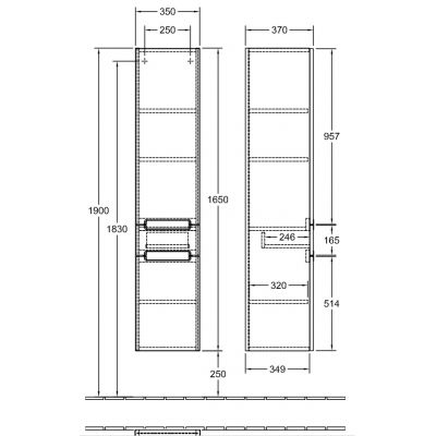 Villeory & Boch Subway szafka boczna 165 cm wysoka lewa black matt lacquer A70700PD