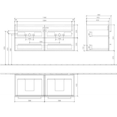 Villeroy & Boch Avento szafka 118 cm podumywalkowa wisząca Nordic Oak A89300VJ