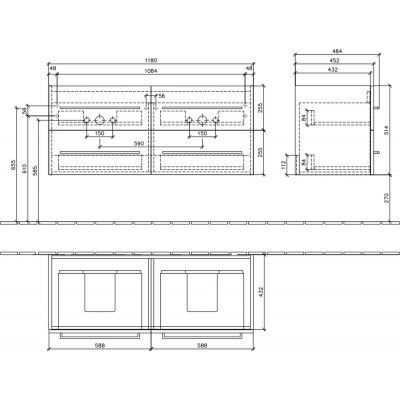 Villeroy & Boch Avento szafka 118 cm podumywalkowa wisząca Oak Kansas A89300RH