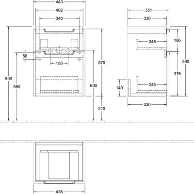 Villeroy & Boch Subway 2.0 szafka 44x35,2x59 cm podumywalkowa wisząca Volcano Black A90610VL