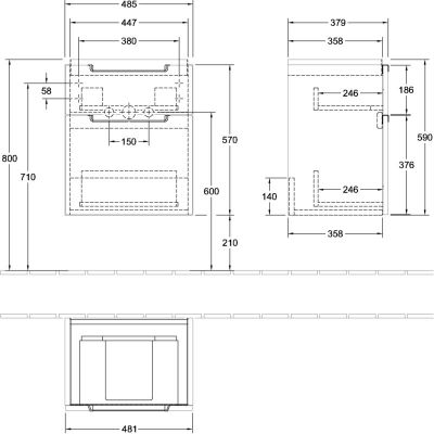 Villeroy & Boch Subway 2.0 szafka 48,5x38x59 cm podumywalkowa wisząca Volcano Black A90710VL