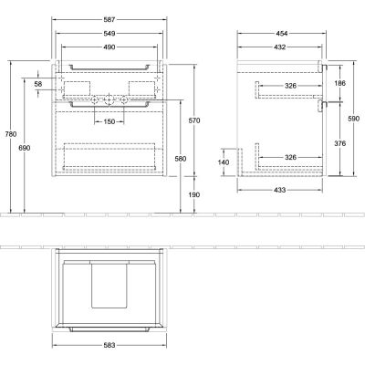 Villeroy & Boch Subway 2.0 szafka 58,7x45,4x59 cm podumywalkowa wisząca Cashmere Grey A90910VN