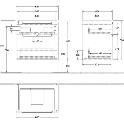 Villeroy & Boch Subway 2.0 szafka 63,7x45,4x59 cm podumywalkowa wisząca Volcano Black A91010VL