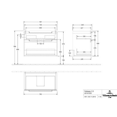 Villeroy & Boch Subway 2.0 szafka 80x45x59 cm podumywalkowa wisząca biała A91410DH