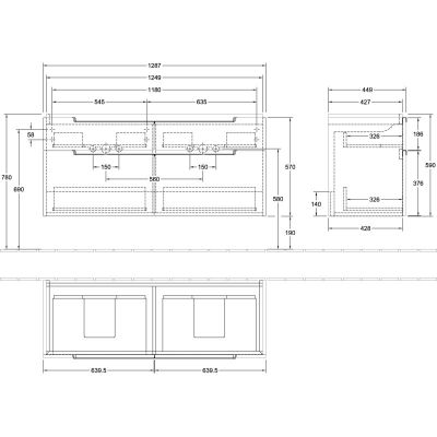Villeroy & Boch Subway 2.0 szafka 128,7x44,9x59 cm podumywalkowa wisząca Volcano Black A91710VL
