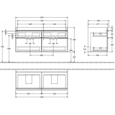Villeroy & Boch Venticello szafka 125,3 cm podumywalkowa wisząca Glossy Grey A93001FP