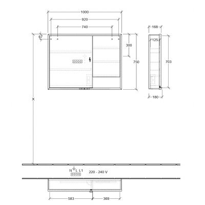 Villeroy & Boch My View+ szafka 100x16,8x75 cm z lustrem aluminium B4811000