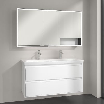 Villeroy & Boch My View+ szafka 140x16,8x75 cm z lustrem Pure White/czarny B48114VF