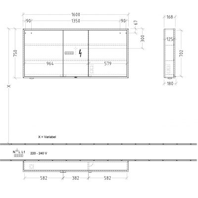 Villeroy & Boch My View+ szafka 160x16,8x75 cm z lustrem aluminium/czarny B4811600