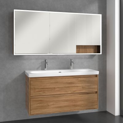 Villeroy & Boch My View+ szafka 160x16,8x75 cm z lustrem Oak Kansas/czarny B48116RH