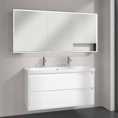 Villeroy & Boch My View+ szafka 160x16,8x75 cm z lustrem Pure White/czarny B48116VF
