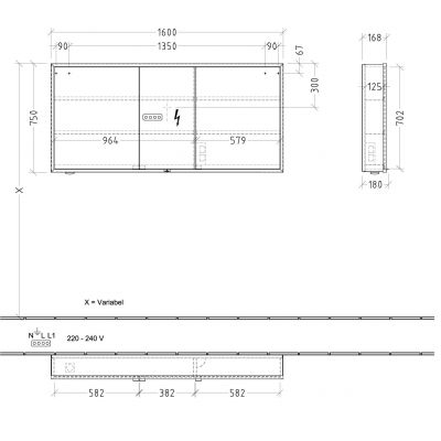 Villeroy & Boch My View+ szafka 160x16,8x75 cm z lustrem Pure White/czarny B48116VF