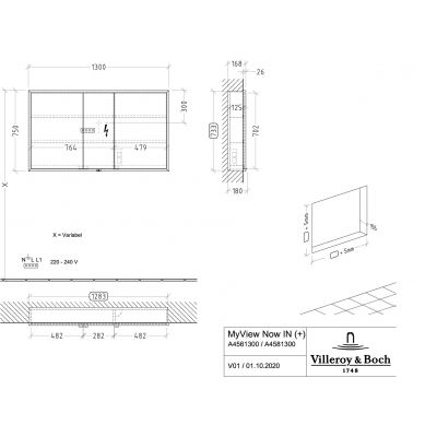 Villeroy & Boch My View+ szafka 130x16,8x75 cm z lustrem B4821300