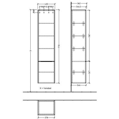 Villeroy & Boch Subway 3.0 szafka 40x36,2x171 cm boczna wisząca Taupe C58602VM