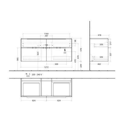 Villeroy & Boch Subway 3.0 szafka 127,2x47,8x57,6 cm podumywalkowa wisząca C602L0VH