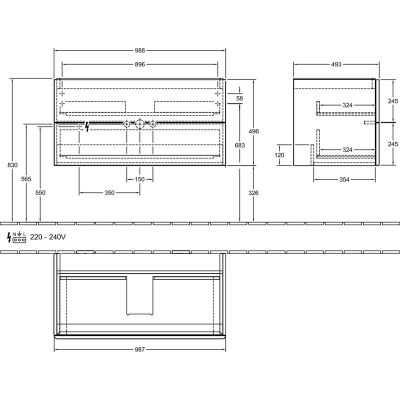 Villeroy & Boch Antao szafka 98,8x49,6x50,4 cm podumywalkowa wisząca biała K05000GF