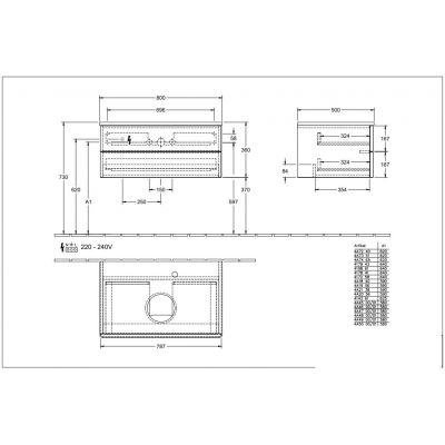 Villeroy & Boch Antao szafka z blatem 80x50x36 cm podumywalkowa wisząca biała-drewno K19051GF