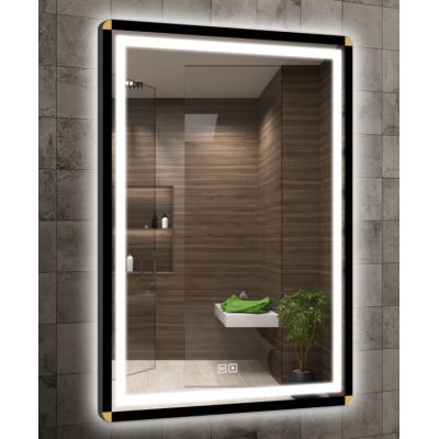 Venti Duo Gold lustro 60x80 cm prostokątne z oświetleniem z matą grzewczą czarny-złoty