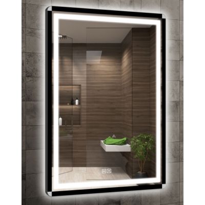 Venti Duo Silver lustro 60x80 cm prostokątne z oświetleniem z matą grzewczą czarny-srebrny