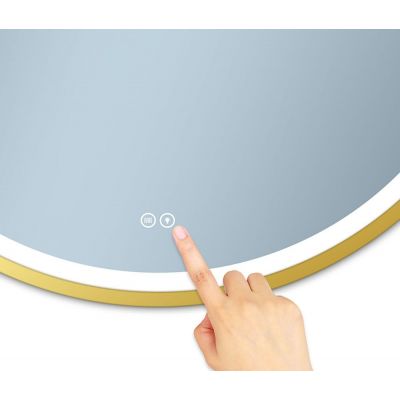 Venti Orion Gold lustro 80 cm okrągłe z oświetleniem z matą grzewczą złoty