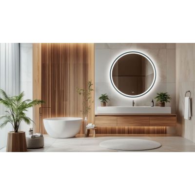 Venti Orion Graphite lustro 80 cm okrągłe z oświetleniem z matą grzewczą grafit