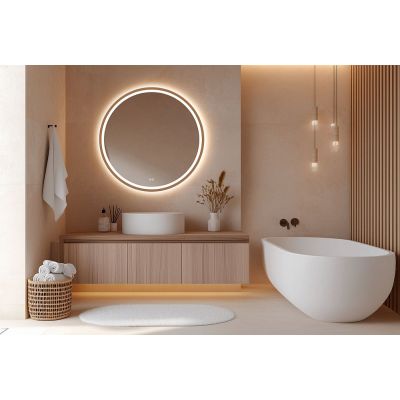 Venti Orion Red Gold lustro 80 cm okrągłe z oświetleniem z matą grzewczą miedź