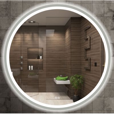 Venti Orion Silver lustro 60 cm okrągłe z oświetleniem z matą grzewczą srebrny