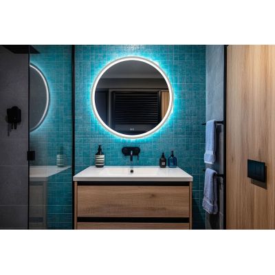 Venti Orion Silver lustro 60 cm okrągłe z oświetleniem z matą grzewczą srebrny