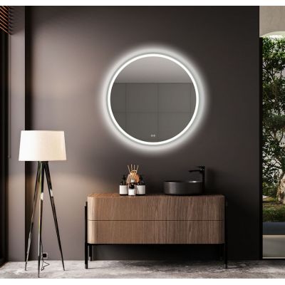 Venti Orion Silver lustro 60 cm okrągłe z oświetleniem z matą grzewczą srebrny