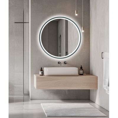 Venti Orion Graphite lustro 60x60 cm okrągłe z oświetleniem z matą grzewczą grafit