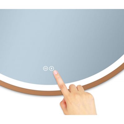 Venti Orion Red Gold lustro 60x60 cm okrągłe z oświetleniem z matą grzewczą miedź