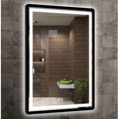 Venti Duo Black lustro 60x80 cm prostokątne z oświetleniem z matą grzewczą czarny