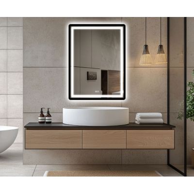 Venti Duo Black lustro 60x80 cm prostokątne z oświetleniem z matą grzewczą czarny