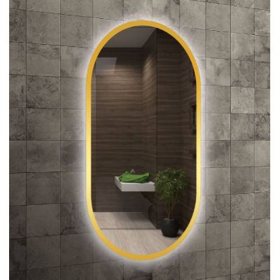 Venti Oslo lustro 50x90 cm owalne z oświetleniem złoty