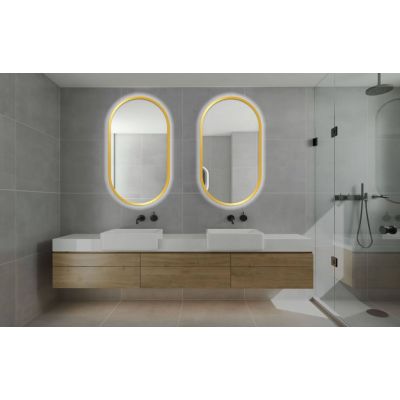Venti Oslo lustro 50x90 cm owalne z oświetleniem złoty