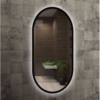 Venti Oslo lustro 50x90 cm owalne z oświetleniem czarny