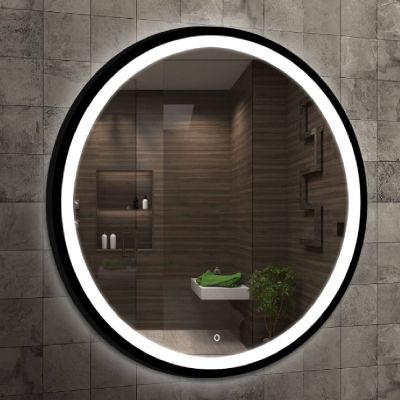Venti Rund LED II lustro 90 cm okrągłe z oświetleniem czarny