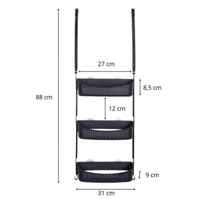 YokaHome Wiki półka prysznicowa na kabinę 30 cm czarna CH.WIKI-3-BLK