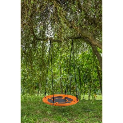 Eurohit huśtawka ogrodowa bocianie gniazdo 90 cm okrągłe do 120 kg czarno-pomarańczowe