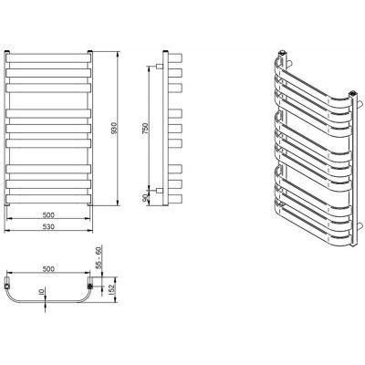 LaVita Scala grzejnik łazienkowy drabinkowy 93x53 cm szary