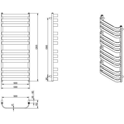 LaVita Scala grzejnik łazienkowy drabinkowy 126,5x53 cm szary