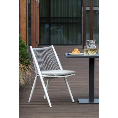 Miloo Home Beri krzesło ogrodowe obiadowe aluminium białe/szary beż ML10991
